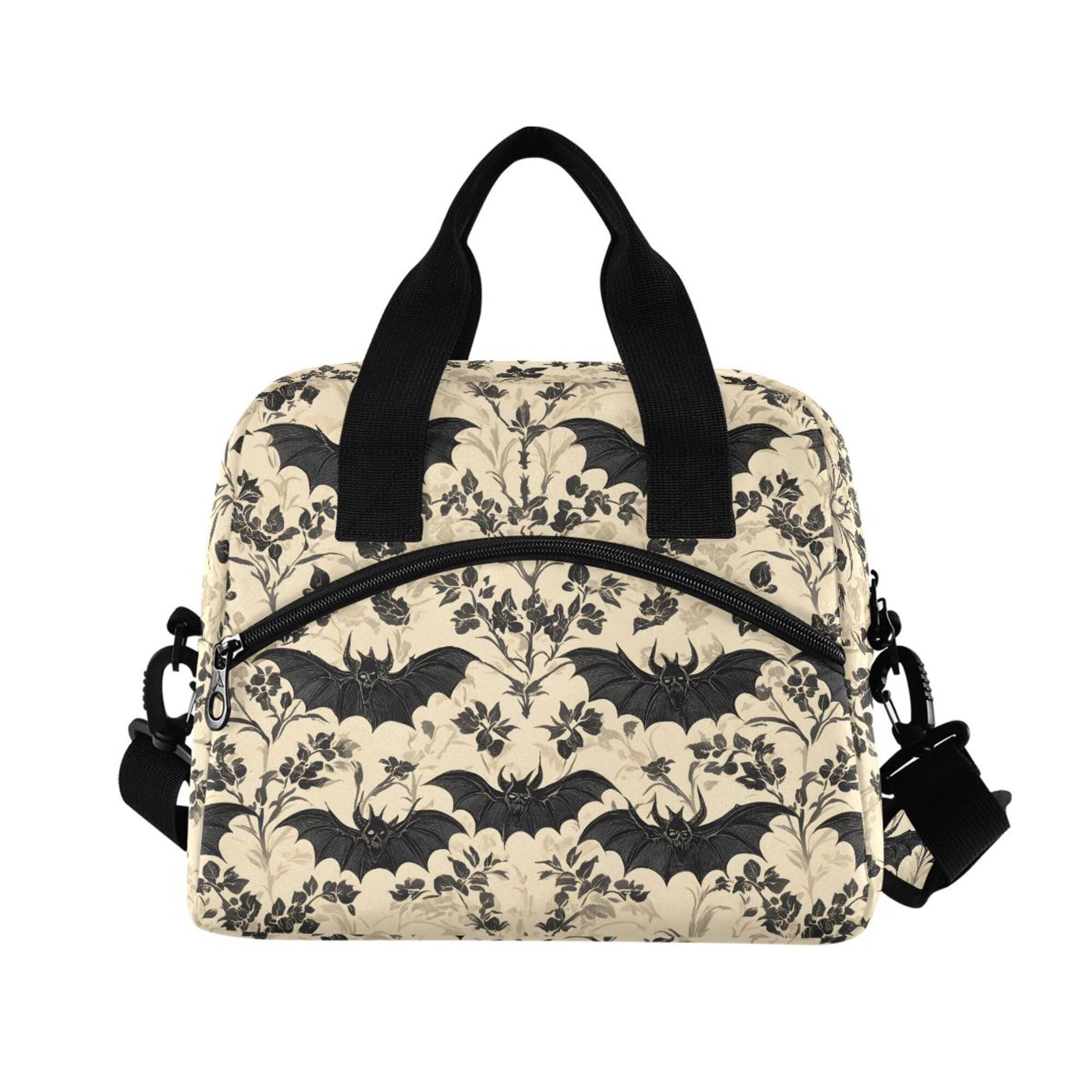 MNSRUU Insulated Lunch Bag Bats and Flowers Vintage Women Men Fabric Dinner Tote Cooler Bag Reusable Leakproof Lunch