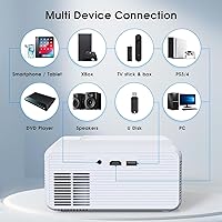 Vista 7 de Mini Projector 4K Support 200" Giant Screen 500 ANSI Lumens, Bluetooth 5.2 Portable Outdoor Movie Projector Compatible with TV