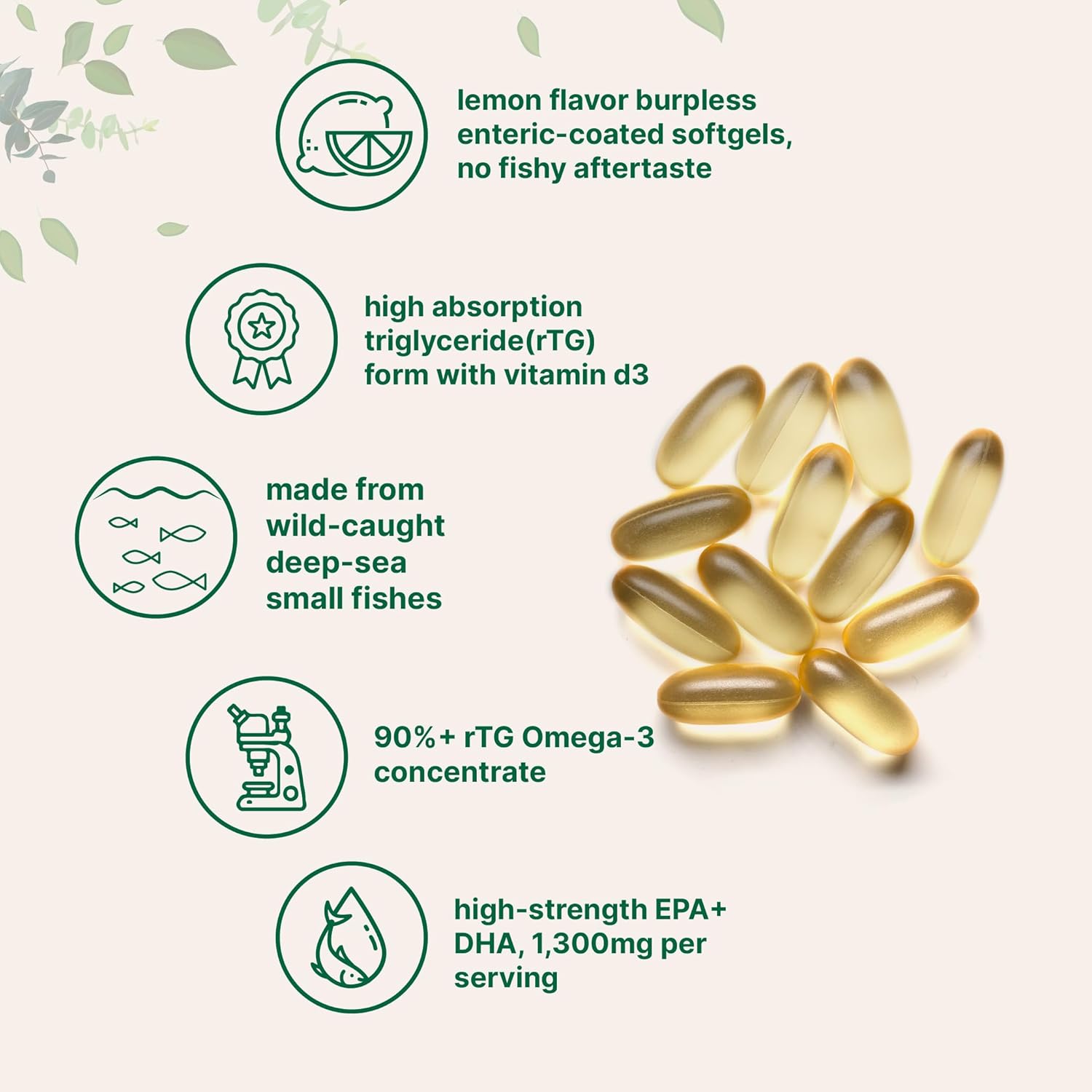 Micro Ingredients Supreme Omega-3 Fish Oil w/Ultra High EPA & DHA, Burpless Softgels | rTG Omega-3 with Vitamin D3 | Wild-Caught Cold Deep-Sea Water | Lemon Flavor, Easy to Swallow, 60ct - Image 3