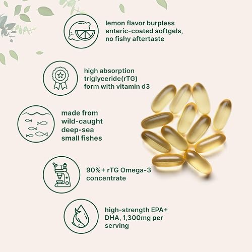 Miniatura 3 de Micro Ingredients Supreme Omega-3 Aceite de pescado con EPA y DHA ultra altos, cápsulas blandas sin eructos | rTG Omega-3 con vitamina D3 | Agua