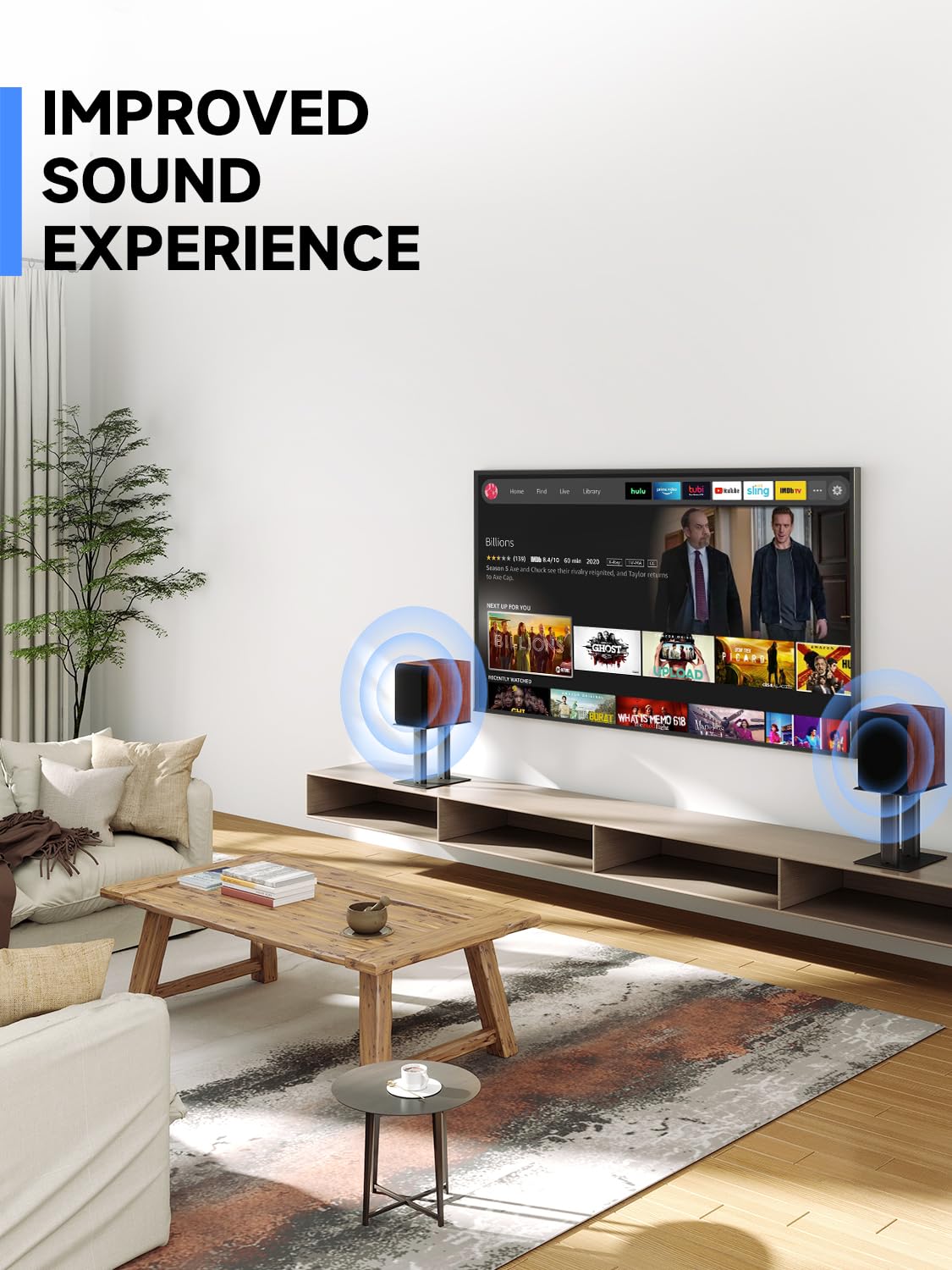 suptek Soporte de Escritorio para Altavoces (Pack de 2): Estantes de Mesa Universales para Altavoces de Estantería (Negro, SDM003XLB)