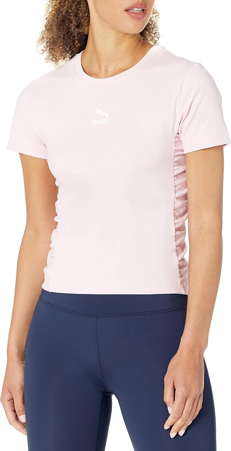PUMA Women's Bae Fitted Tee, Pink Lady, Large