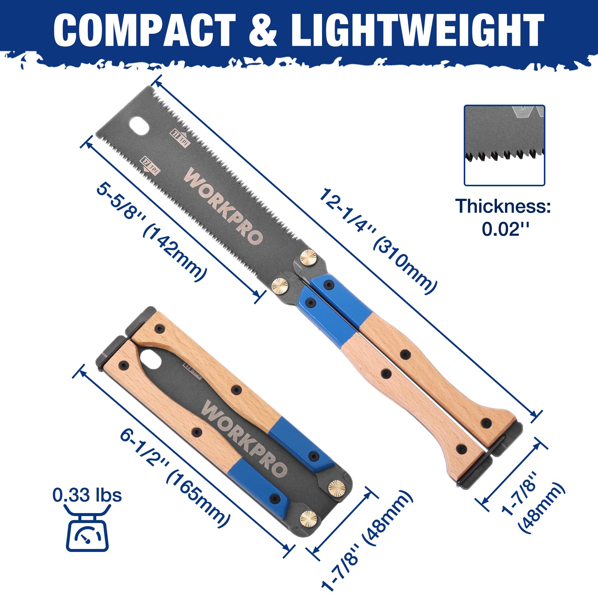 WORKPRO Folding Japanese Hand Saw - Double-Edged -3
