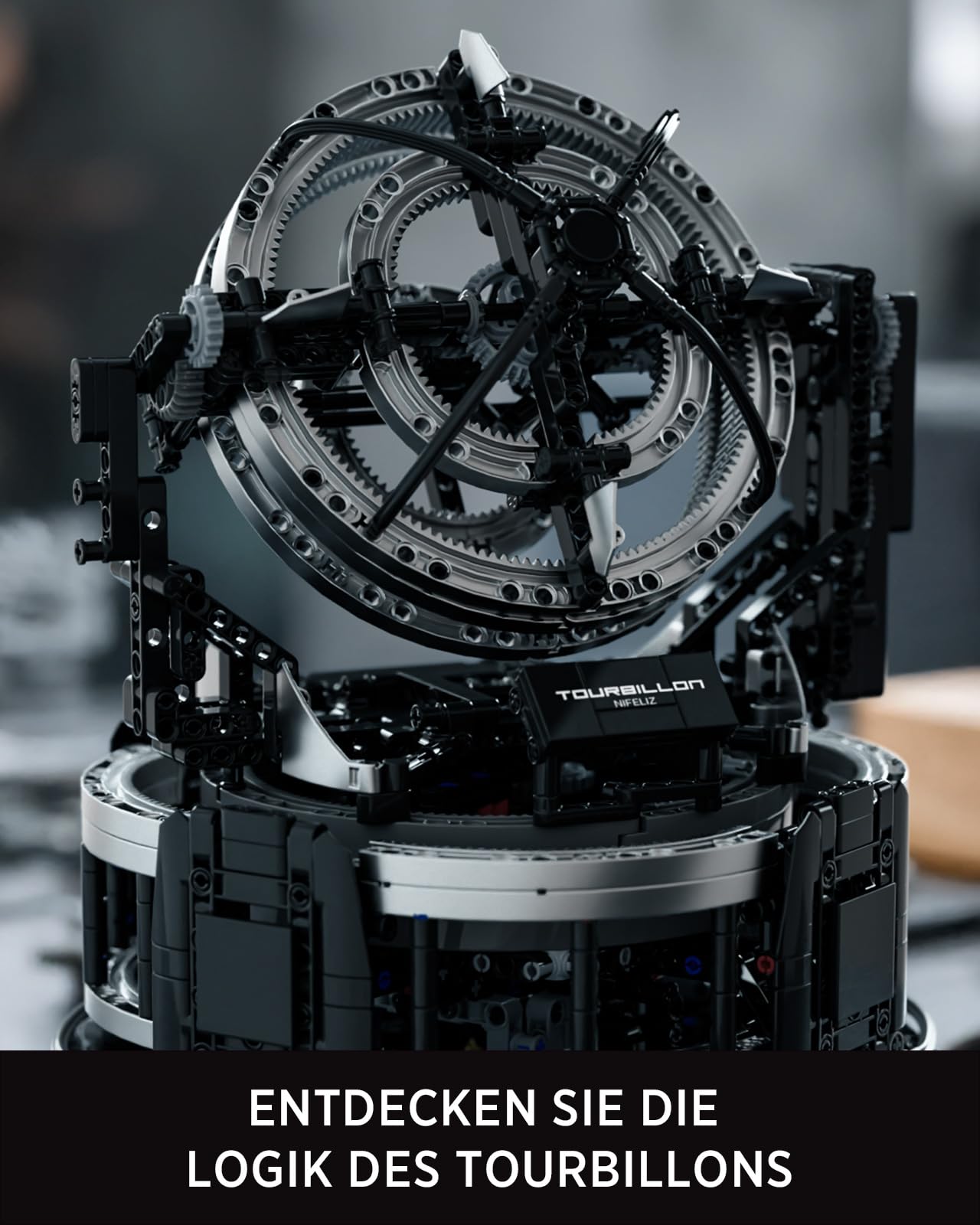 Nifeliz Tourbillon Modellbausatz, Klemmbausteine Technik, Sammler-Modell der Motorenserie, Physikalisches Wissenschafts-Display-Set für Erwachsene, Geschenk für Zuhause oder Büro, NF10355