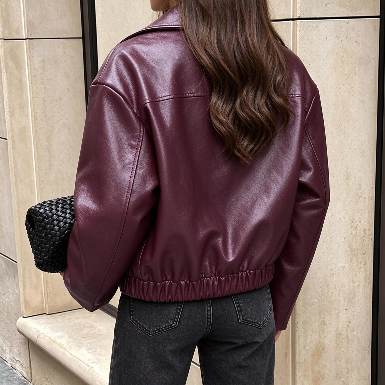 Lederjacke Damen Echtleder Ledermantel Kurz Mantel Leder Blouson Jacke