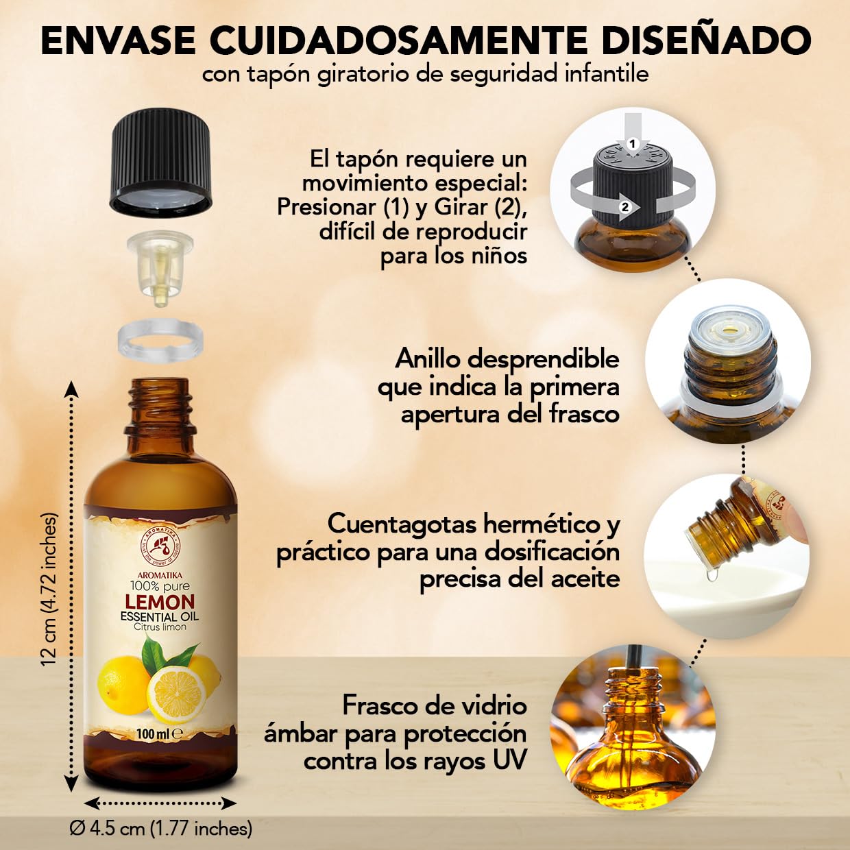 Aceite Esencial de Limón & de Naranja Dulce 2x100 ml - Citrus Limon - Citrus Sinensis - Natural y Puro - Aceites Esenciales para Difusores - Fragancias para el Hogar - Aroma Cítrico - Aromaterapia