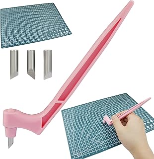 Craft Cutting Tools, Craft Cutting Knives with 3 different 360 Degree Rotating Blades and Cutting Mat, Stainless Steel Cutter Pen for Stencils Scrapbooks DIY Crafts (Pink)