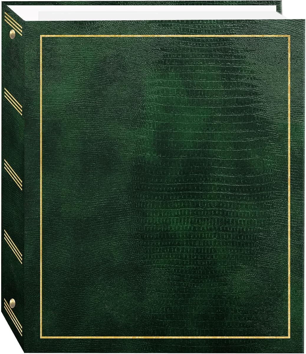 Álbum de fotos magnético autoadhesivo de 3 anillas, 100 páginas (50 hojas), verde cazador