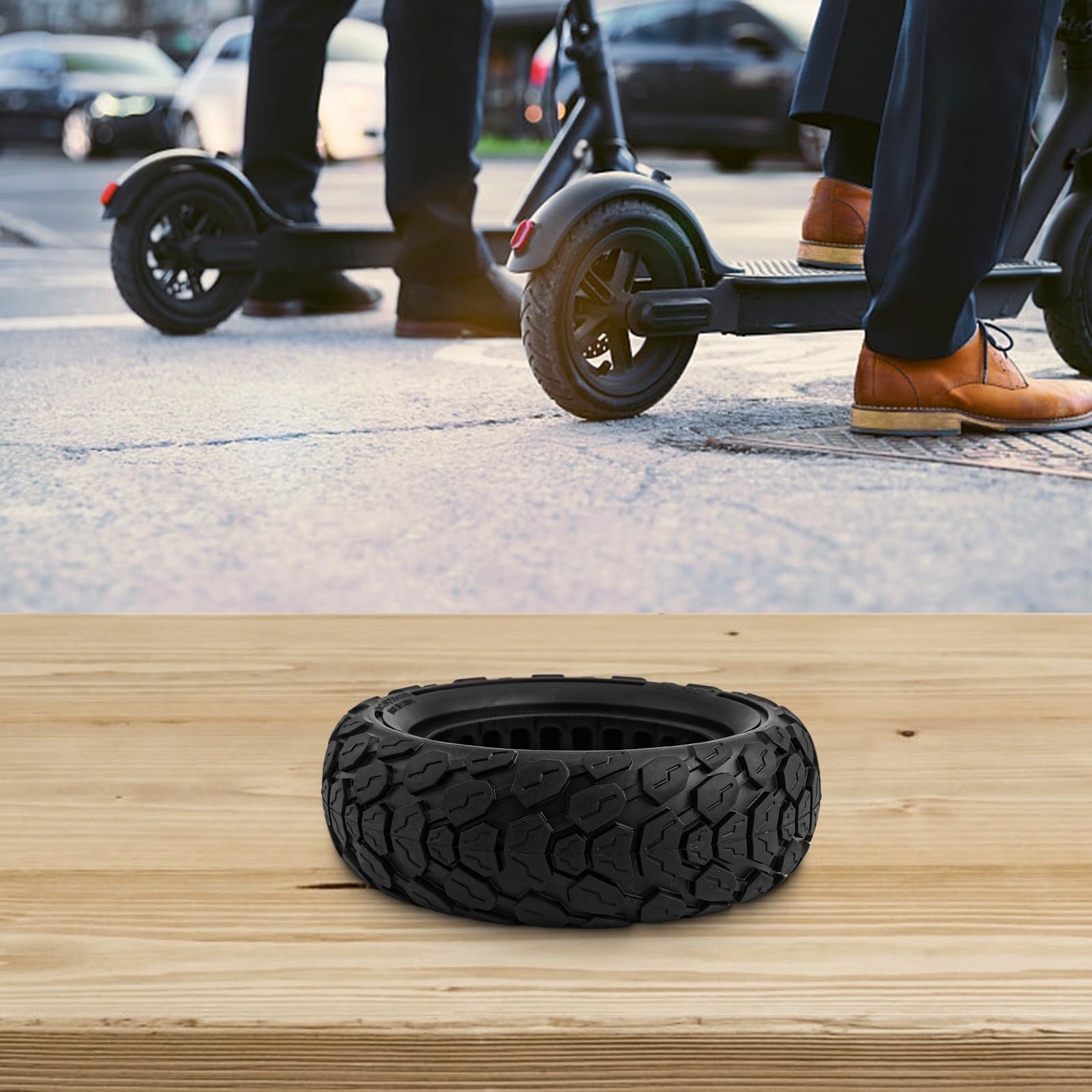 Neumático de Caucho Macizo de 10 Pulgadas, 255 x 80, Rueda de Repuesto antipinchazos Compatible con Patinete eléctrico. Diseño de Agarre Antideslizante y Resistente al Desgaste, 80/65-6.
