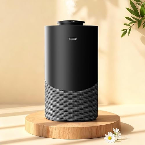 Waterless Essential Oil Diffuser for Home (Aluminum Alloy & Fabric) - Cordless Car Scent diffuser with 3 Timer & 3 Mist Levels - 2000mAh Battery Operated Scent Air Machine for Room Office Hotel, Black