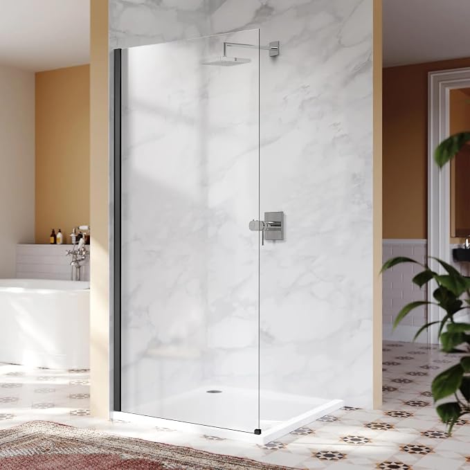 Panel de Ducha de Vidrio 34" W x 74" H Mate Negro miniatura 7