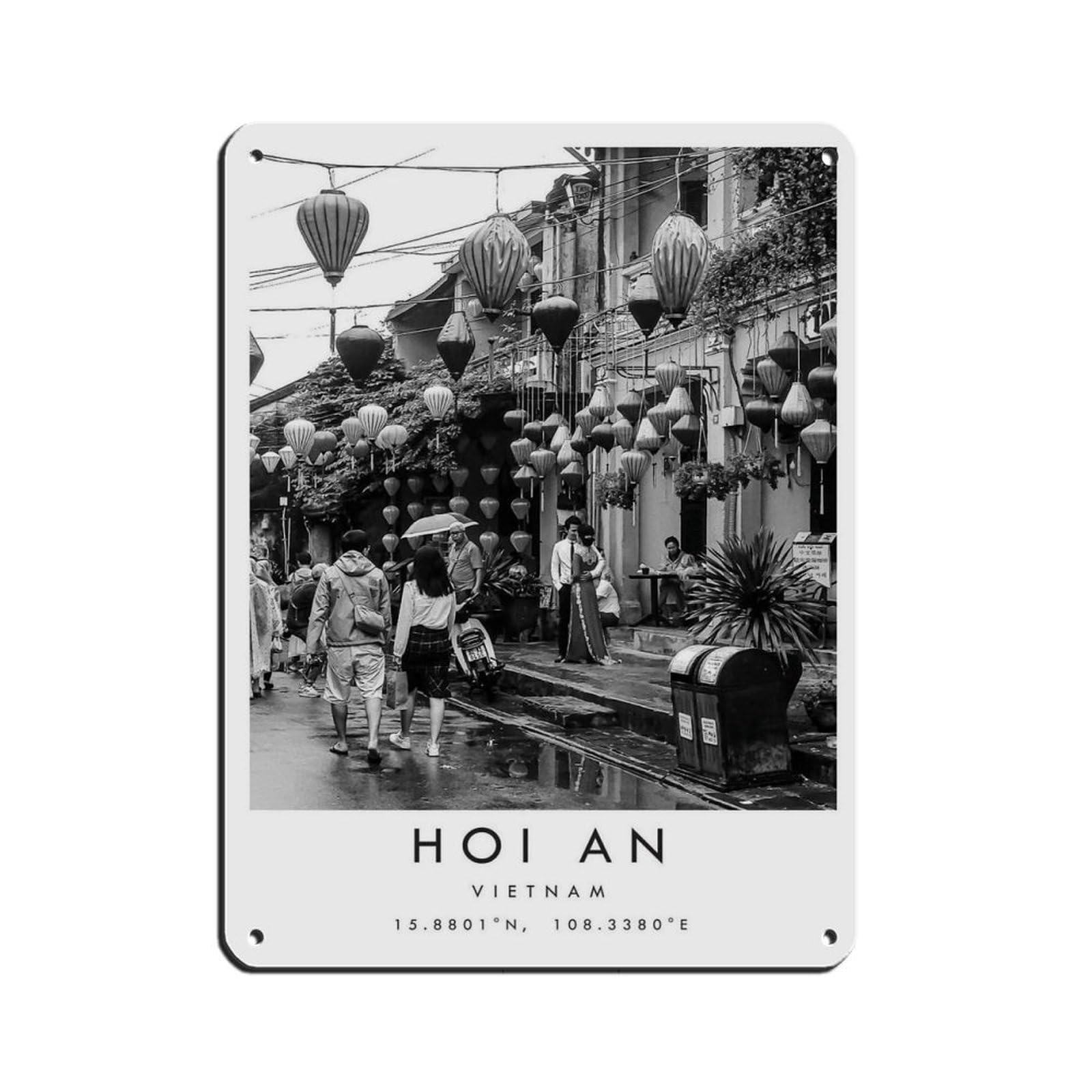 Hoi An Travel, Black And White Travel (3) Retro Poster Metal Tin Sign Chic Art Retro Iron Painting Bar People Cave Cafe Family Garage Poster Wall Decoration 12x16inch(30x40cm)