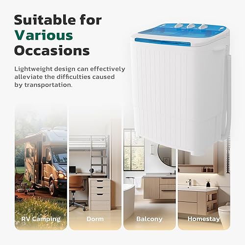 Miniatura 8 de Greenvelly Lavadora portátil, lavadora portátil de 16 libras y secadora combinada con drenaje extendido, 2 en 1, mini lavadora compacta de