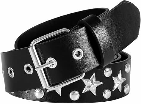 Amazon.com: MILAKOO Studded Rivets Punk Leather Belts Hip Hop Hook