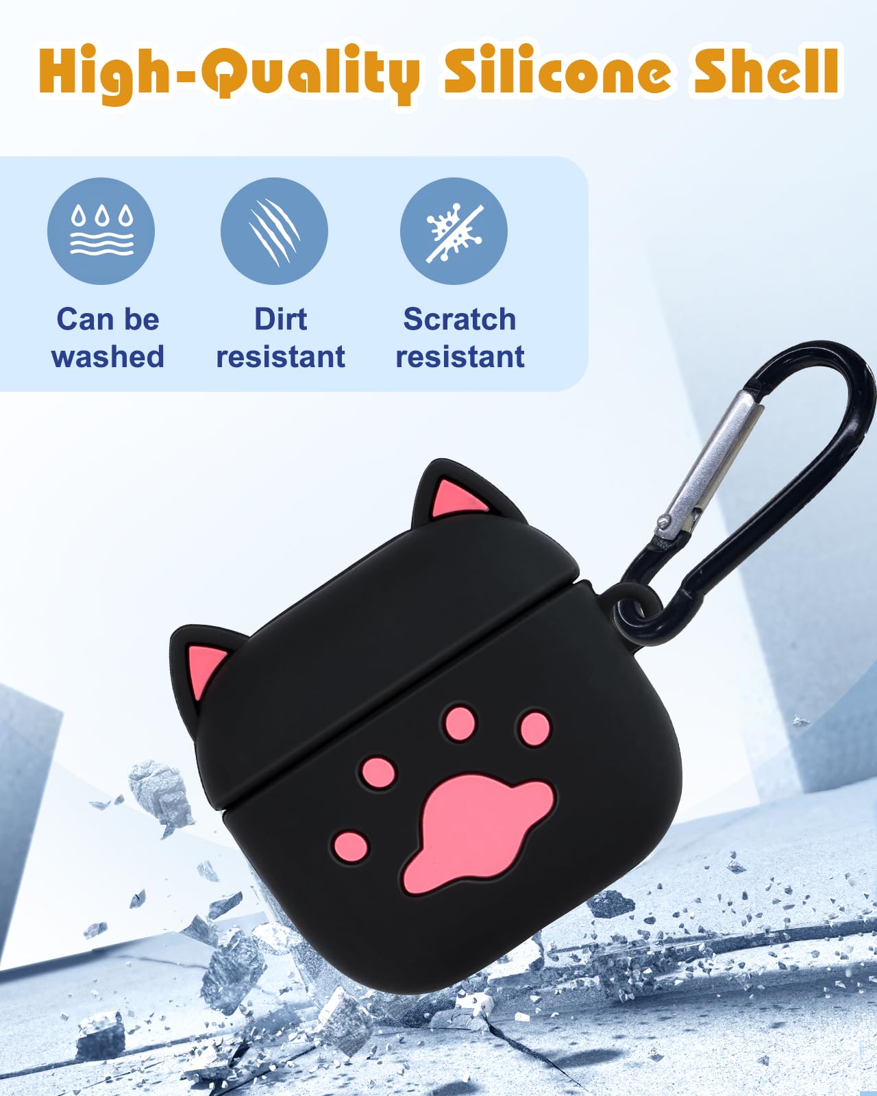 Boaretiu Schutzhülle für Airpods 4, niedliches Cartoon-Kawaii, lustiges 3D-Design, weiche Silikon-Schutzhülle mit Karabiner und Reiniger-Set, lustige coole Schale, stilvoll für Mädchen, Teenager