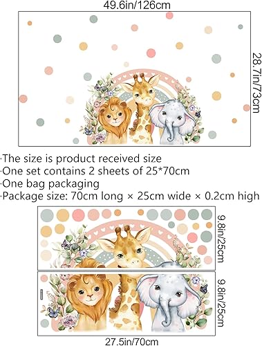 Miniatura 2 de Amaonm - Calcomanía de pared de animales de dibujos animados con arco iris, extraíble, puntos bohemios, plantas, hojas, calcomanía de pared para