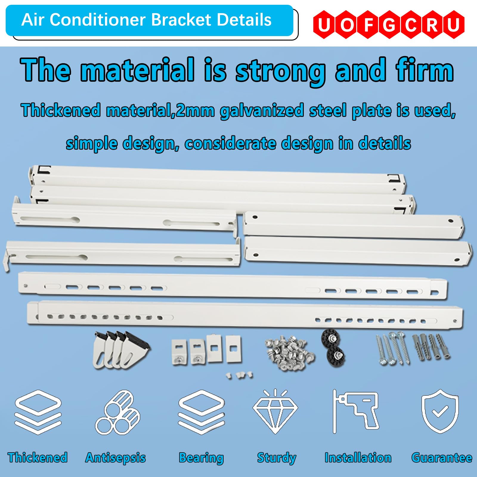 Soporte universal de aire acondicionado de acero galvanizado resistente con doble nivel, montaje en suelo para unidades mini divididas(90×90×45cm)
