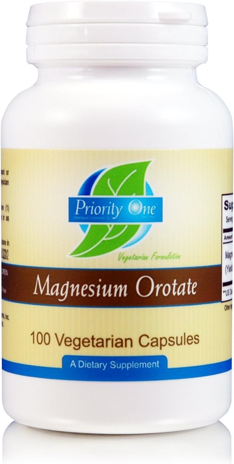 Priority One Vitamins - Magnesium Orotate 100 Capsules - Bioavailable Magnesium
