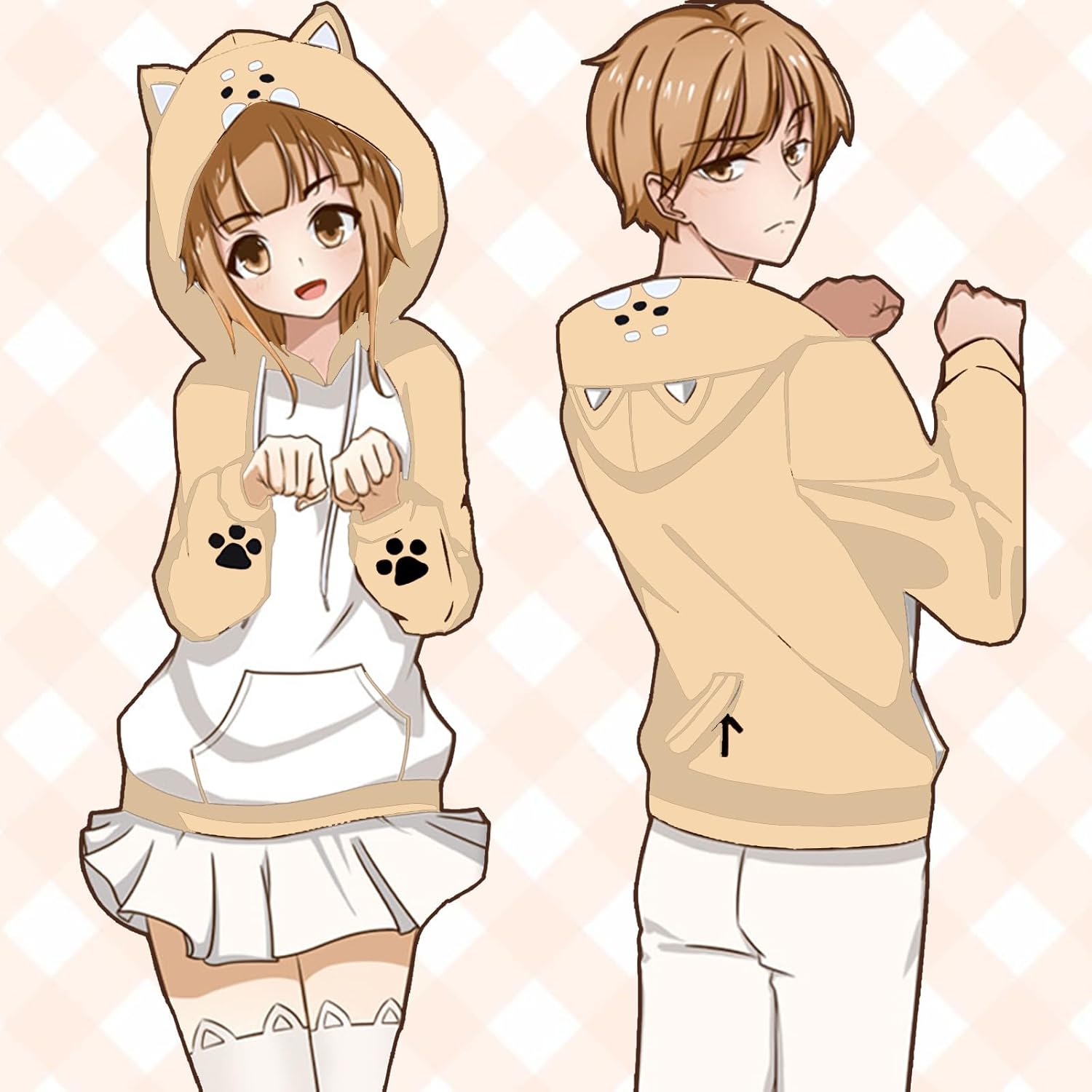 TOMORI Unisex Anime Cosplay Hoody Cute Corgi Plush Adult Pajamas Coral Velvet Sweatshirt