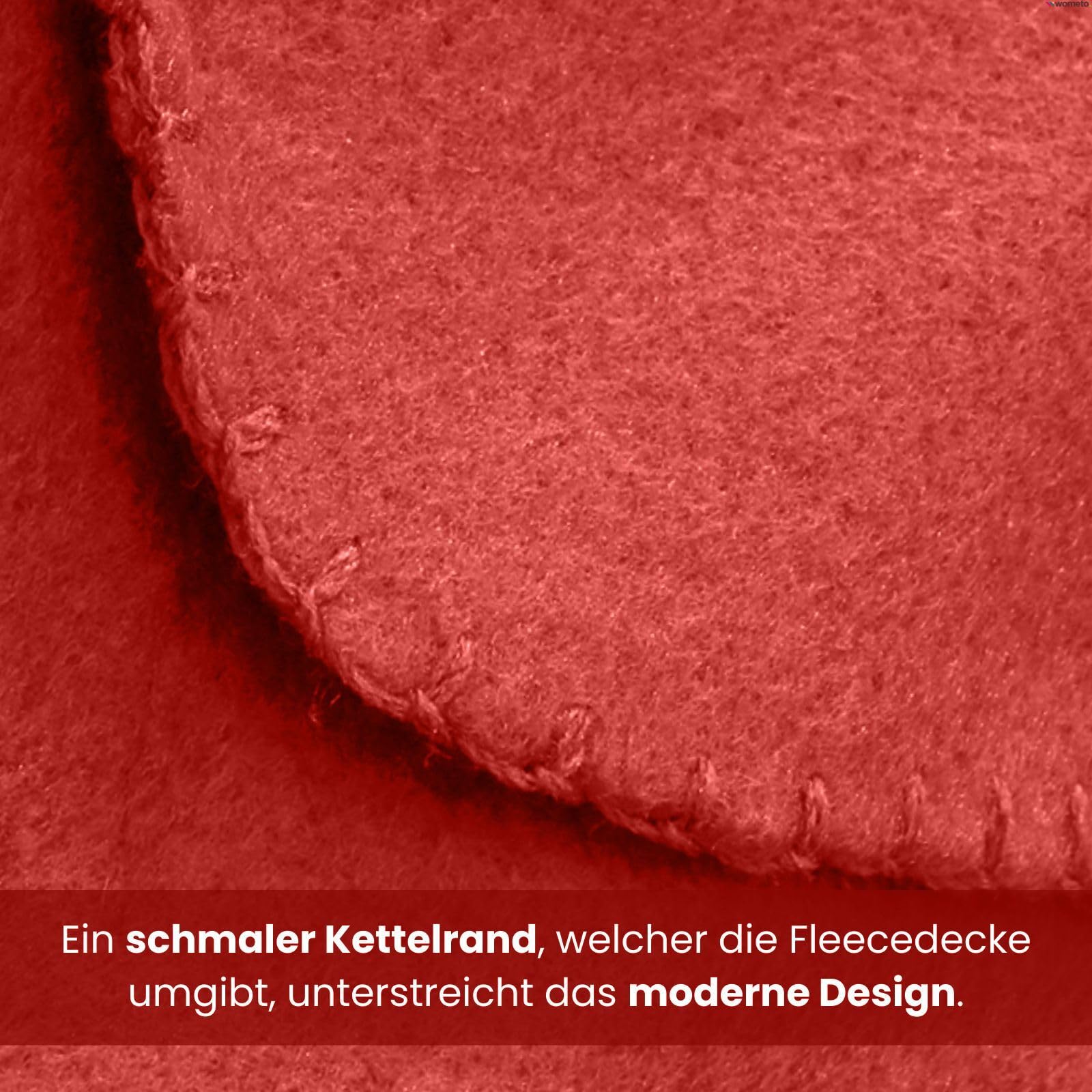 wometo Lot de 10 couvertures polaires oekoTex 130 x 160 cm, env. 400 g, avec anti-boulochage et bord surpiqué, rouge