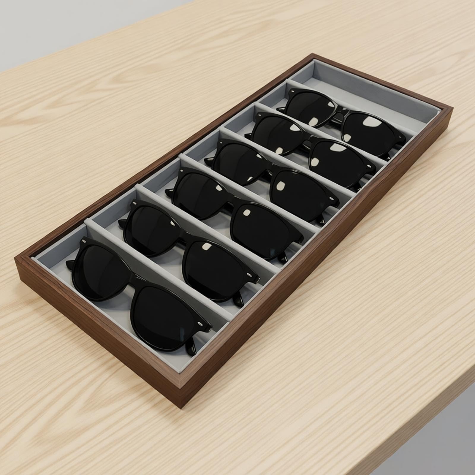 Générique Présentoir à Lunettes en Bois avec Doublure en Flanelle Douce, pour la Maison et Le Bureau, Mallette de Rangement pour Lunettes de Soleil protectrices
