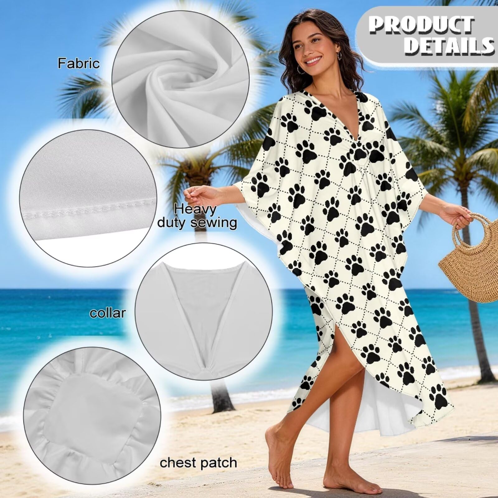 Abito caftano da donna, taglie forti, scollo a V, copricostume da bagno con maniche a pipistrello, maxi abito caftano