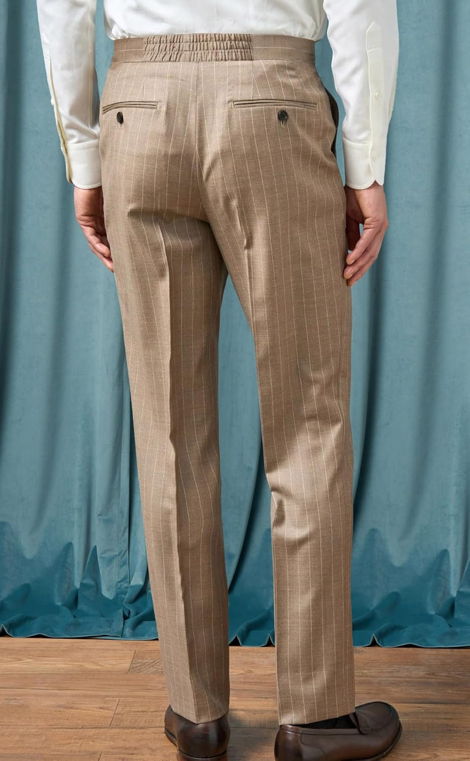 VENNYNG Men's Formal Stripe Dress Pants Elastic Back Waist Trousers Straight Leg Business Casual Office
