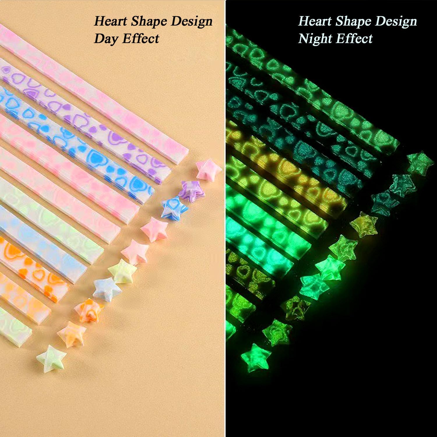 1260 Sheets Luminous Glow in Dark Origami Star Paper Strip with 6 Patterns Folding Lucky Stars Paper for DIY Handmade Crafts thumbnail