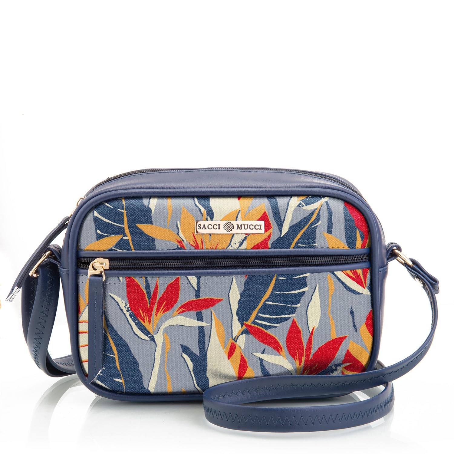 SACCI MUCCI Sling Bag for Girls/Women, Crossbody Boxy Sling Bags for Women, Side Purse | Crossbody Womens sling bag - Exotic Jungle (Blue) (B0CP2LLGKZ) Amazon Price History, Amazon Price Tracker