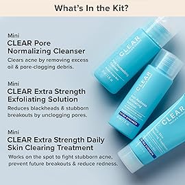 Paula\'s Choice Blemish Control, CLEAR Extra Strength Acne Travel Kit, 2% Salicylic Acid & 5% Benzoyl Peroxide for Severe Acne, Redness Relief, Two Week Trial Size