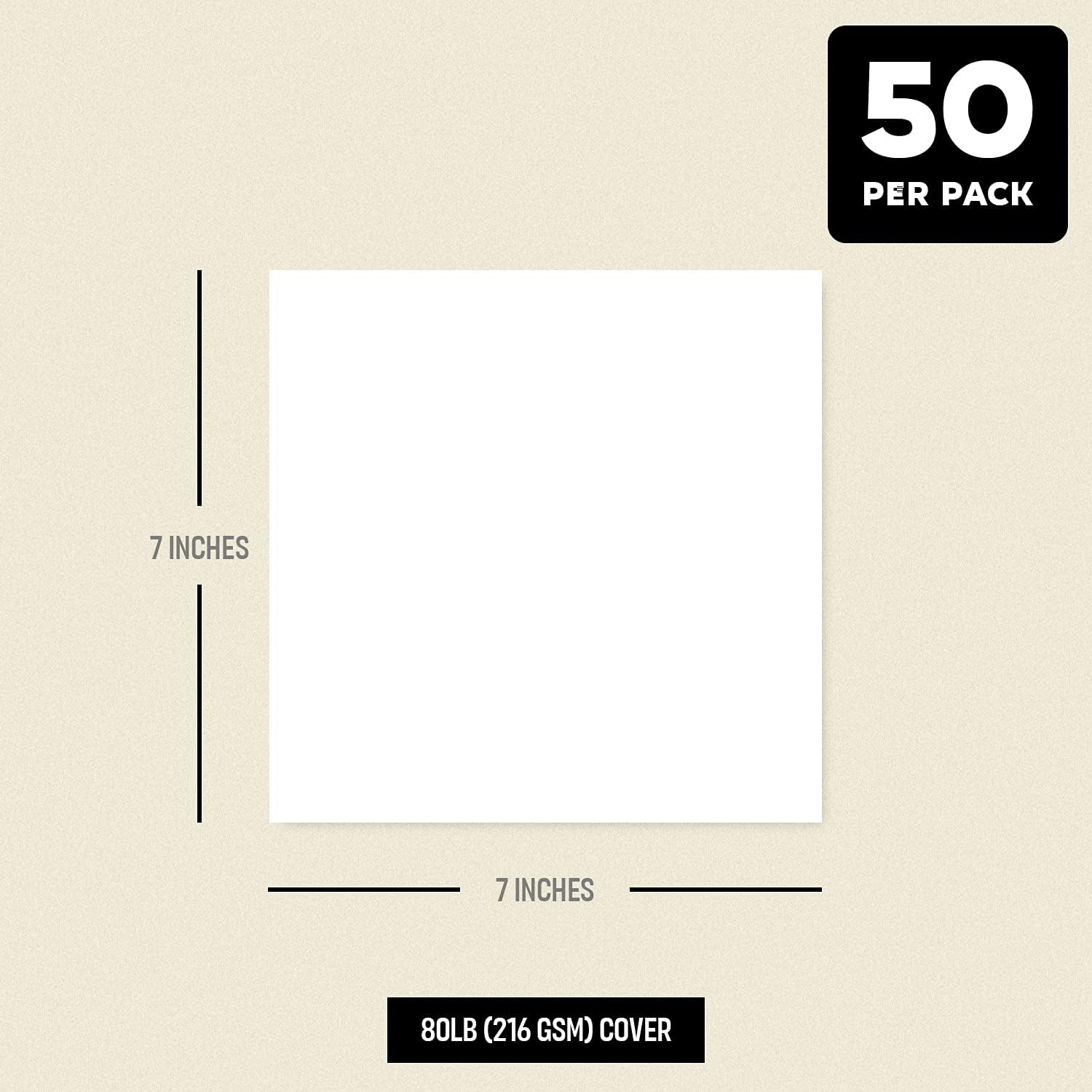 7” x 7” Square Cardstock | 80lb Cover White Thick Card Stock Paper – Smooth Finish | Great for Arts and Crafts, Photos, Wedding Invitations, Flash Cards, Business Cards | 50 per Pack : Arts, Crafts & Sewing