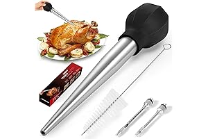 Premium Turkey Baster: SCHVUBENR Cooking Baster Kit with Brush & Needle