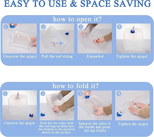 Miniatura 3 de Contenedor de agua plegable con espita y gancho, jarra de agua sin BPA, cubo de transporte plegable, contenedor de almacenamiento de agua para