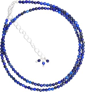 Gempires Natural Necklace, Faceted Beads, Energy Healing Crystals, Silver Plated Chain, Birthday, Gift for Her, Gemstone Jewelry 18 inch AA+ Quality