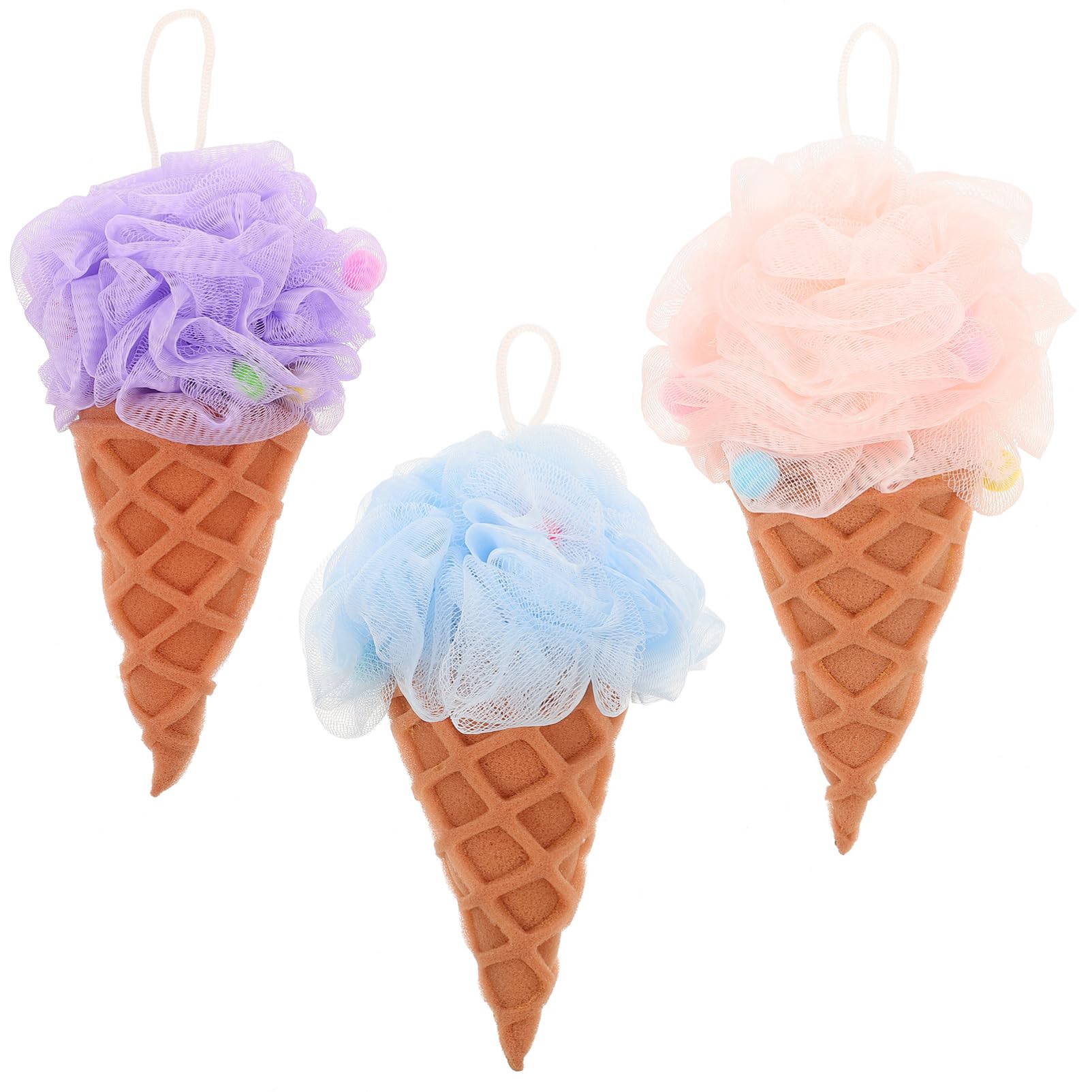 WOFASHPURET 3Pcs Bathing Sponge Balls Exfoliating Shower Scrubber Soft Pe Material for Gentle Cleansing for Adults and Design