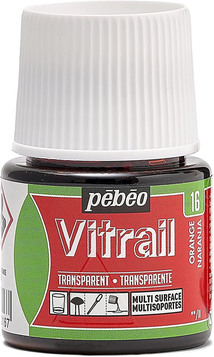 Pebeo Vitrail Stained Glass Effect Glass Paint 45-Milliliter Bottle, Orange,Orange