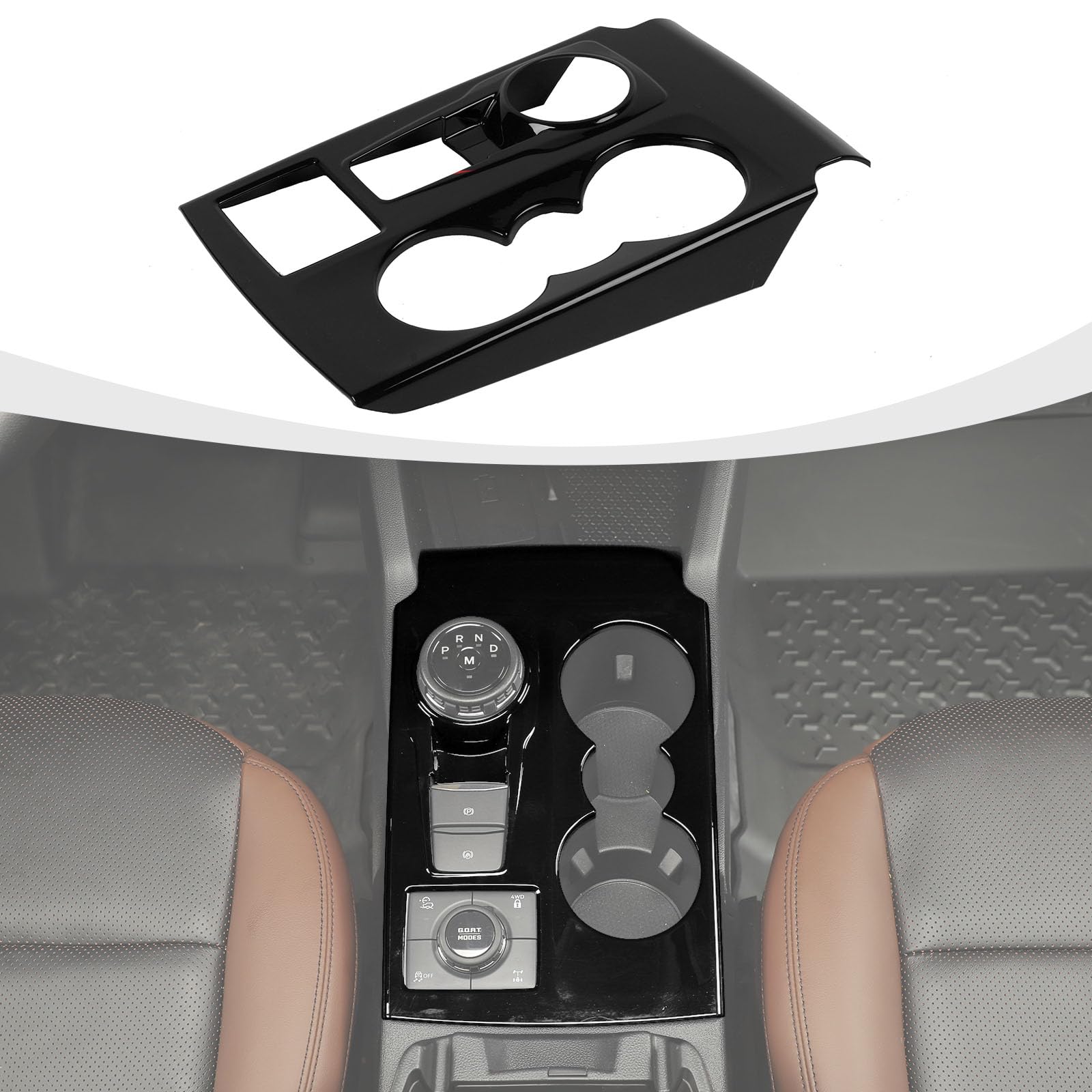 RAZPOY Gear Shift Panel Trim Center Console Cup Holder Gear Panel Cover Compatible with 2021-2024 Ford Bronco Sport, Black
