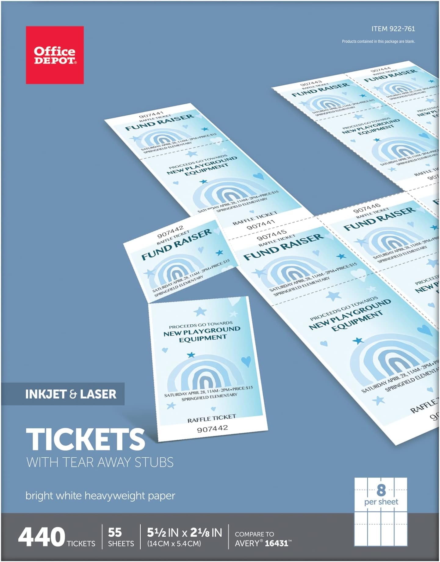 Office Depot(R) Laser/Inkjet Tickets, Pack Of 440 Tickets