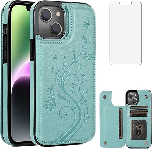 Vista 10 de Asuwish Funda compatible con iPhone 15 de 6.1 pulgadas con protector de pantalla de vidrio templado y tarjetero con soporte para tarjetero, soporte