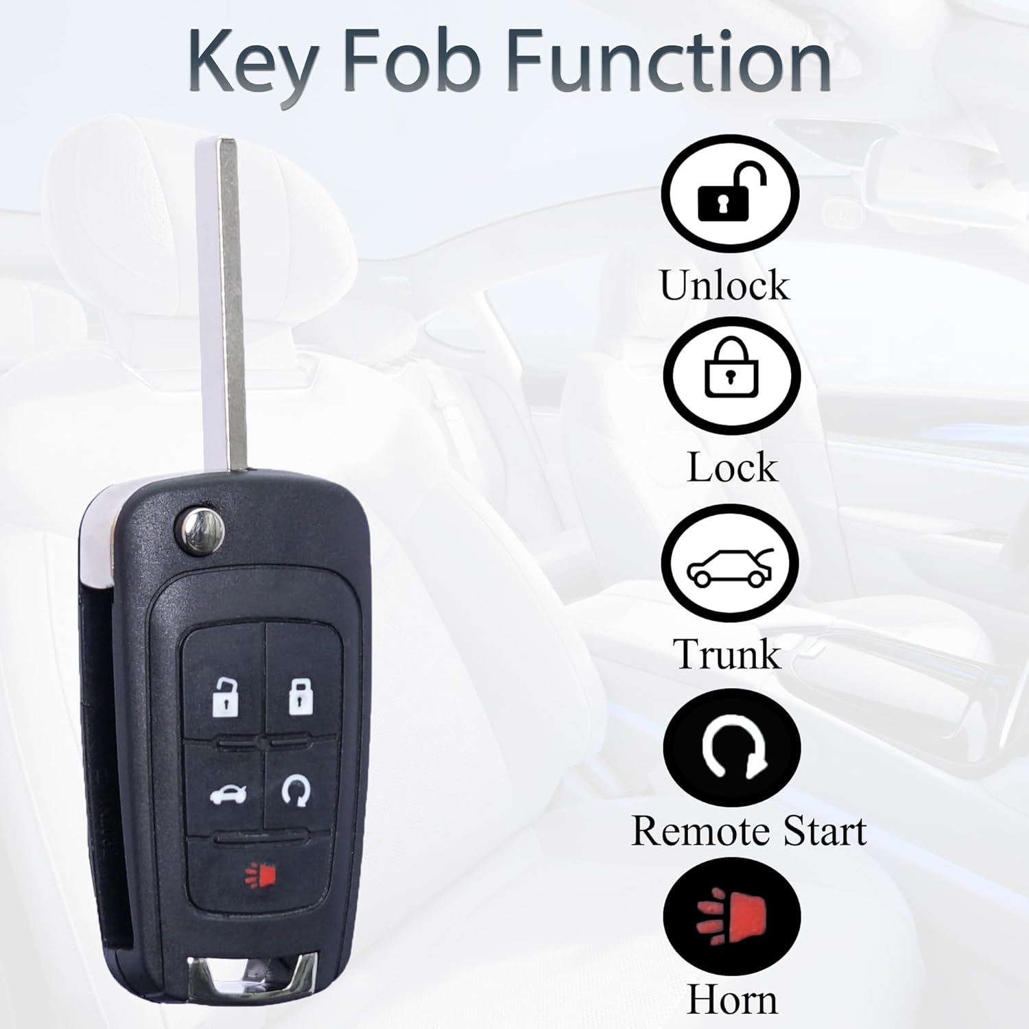 SUPALAND Key Fob Keyless Entry Fits for Chevrolet Camaro Cruze Equinox Impala Malibu Sonic Buick Lacrosse Regal Verano Encore Allure Remote Control Key Replacement 5 Button OHT01060512(Set of 2)
