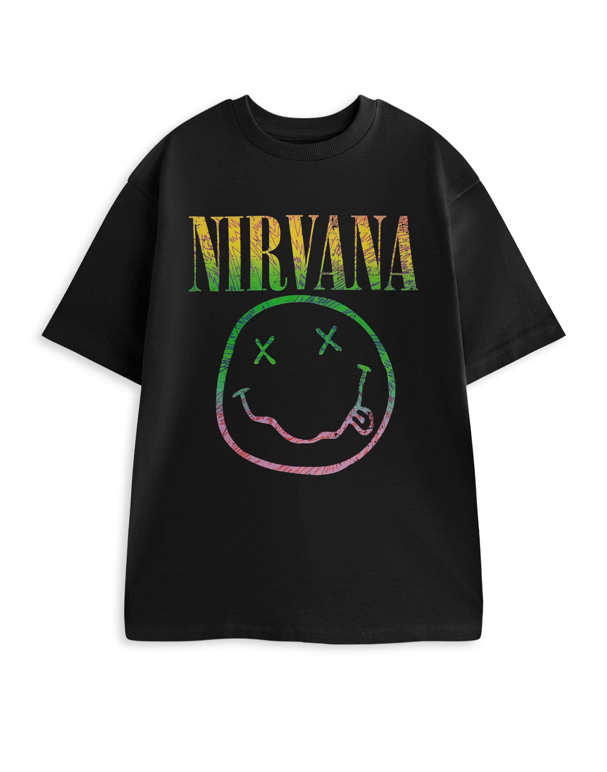 Nirvana Unisex Black Short Sleeved Graphic Tee | Classic Crew Neck T-Shirt With Band Print | Music Themed Everyday Wear | Men's & Women's Top Merch - Medium