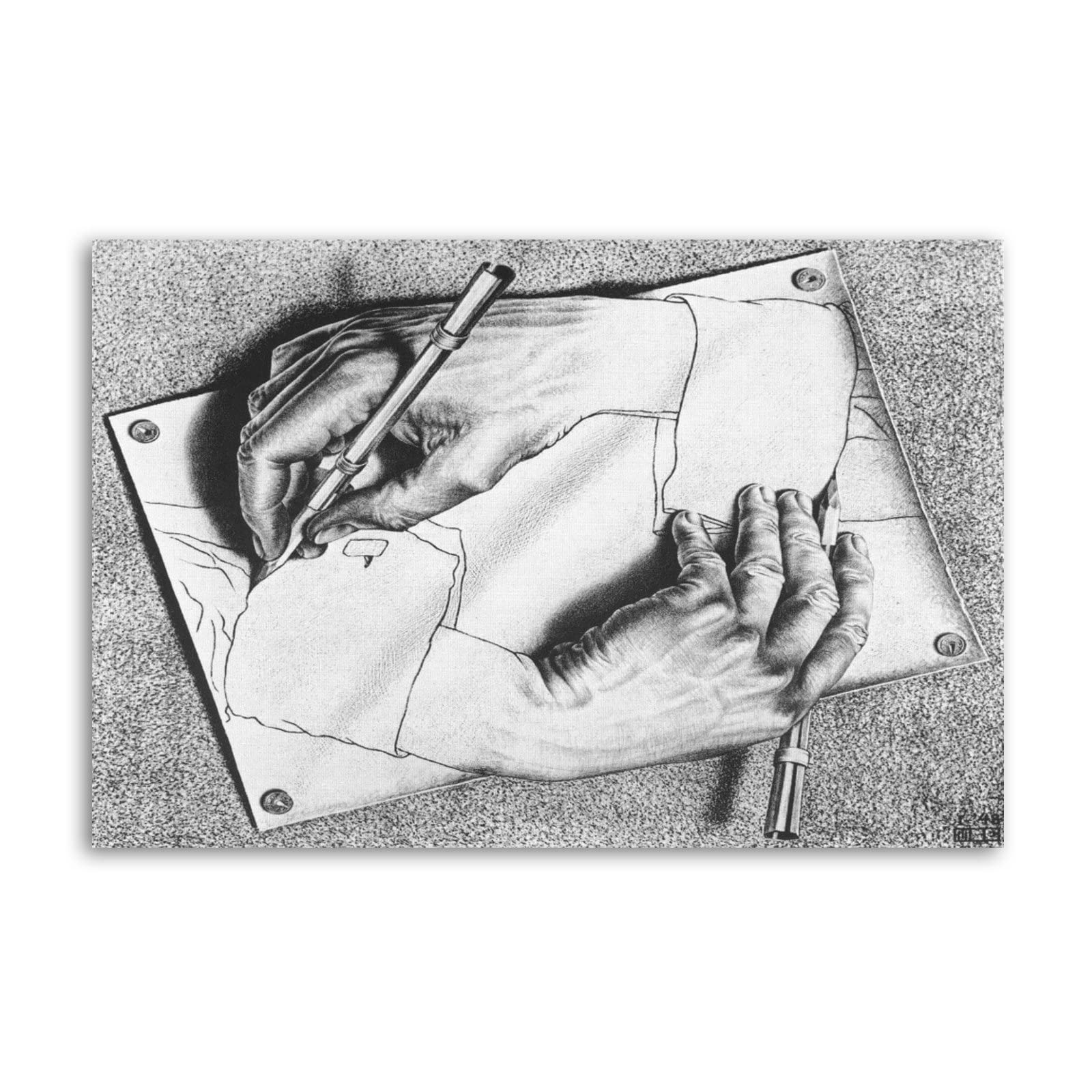 Mc Escher Hands Drawing Hands Canvas Art Poster and Wall Art Picture Print Modern Family Bedroom Decor Posters 16x24inch(40x60cm)