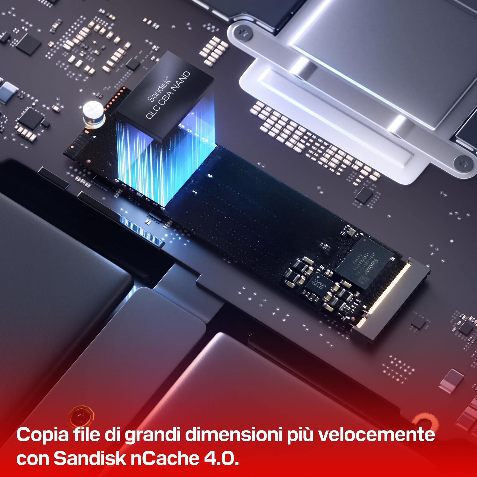 WD Blue SN5100 NVMe SSD 500GB (Fino a 6.600MB/s velocità di lettura, M.2 2280, PCIe Gen 4.0, nCache 4.0, Tecnologia SANDISK 3D CBA NAND, Acronis True Image, clonazione e migrazione) POWERED BY SANDISK