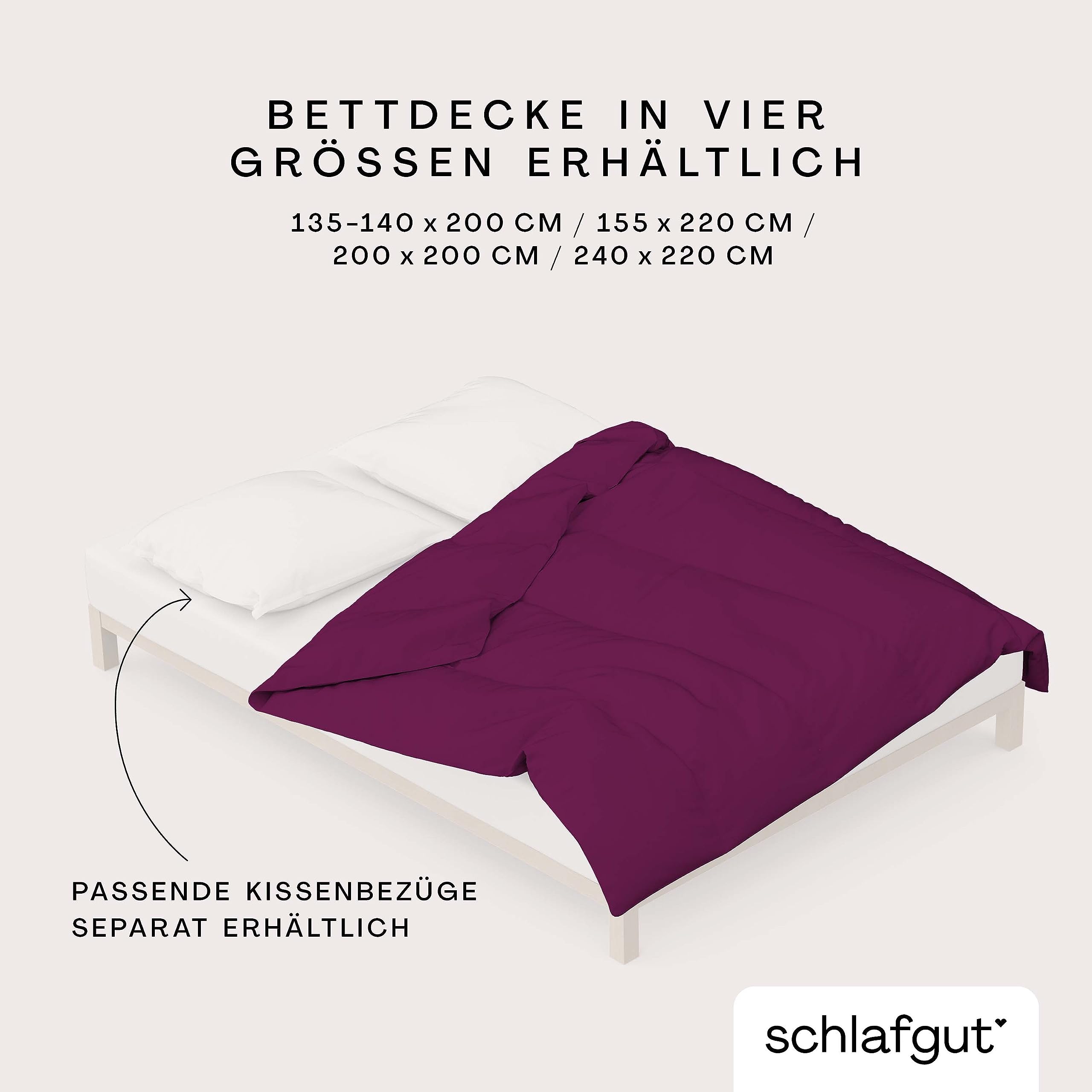 schlafgut Woven Satin Bettwäsche 135x200cm Bettdecke Bezug einzeln, Purple Deep Uni in Hotelqualität mit 100% Baumwolle | Bettbezug, Deckenbezug, Lila, Satin, 100% Baumwolle, Hotelqualität, bügelfrei, OEKO-TEX