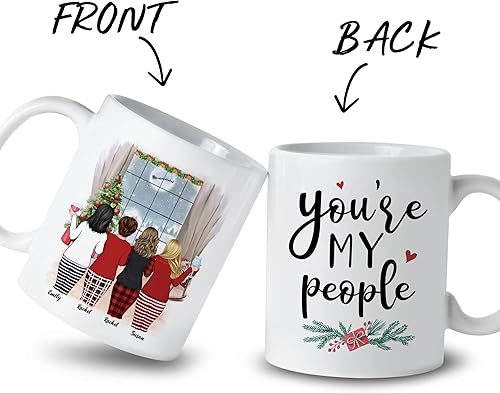 Miniatura 26 de Gossby Taza de café de Navidad personalizada para amigas, regalos de amistad personalizados para mujeres con diseño, nombre, regalo de mujer para 3