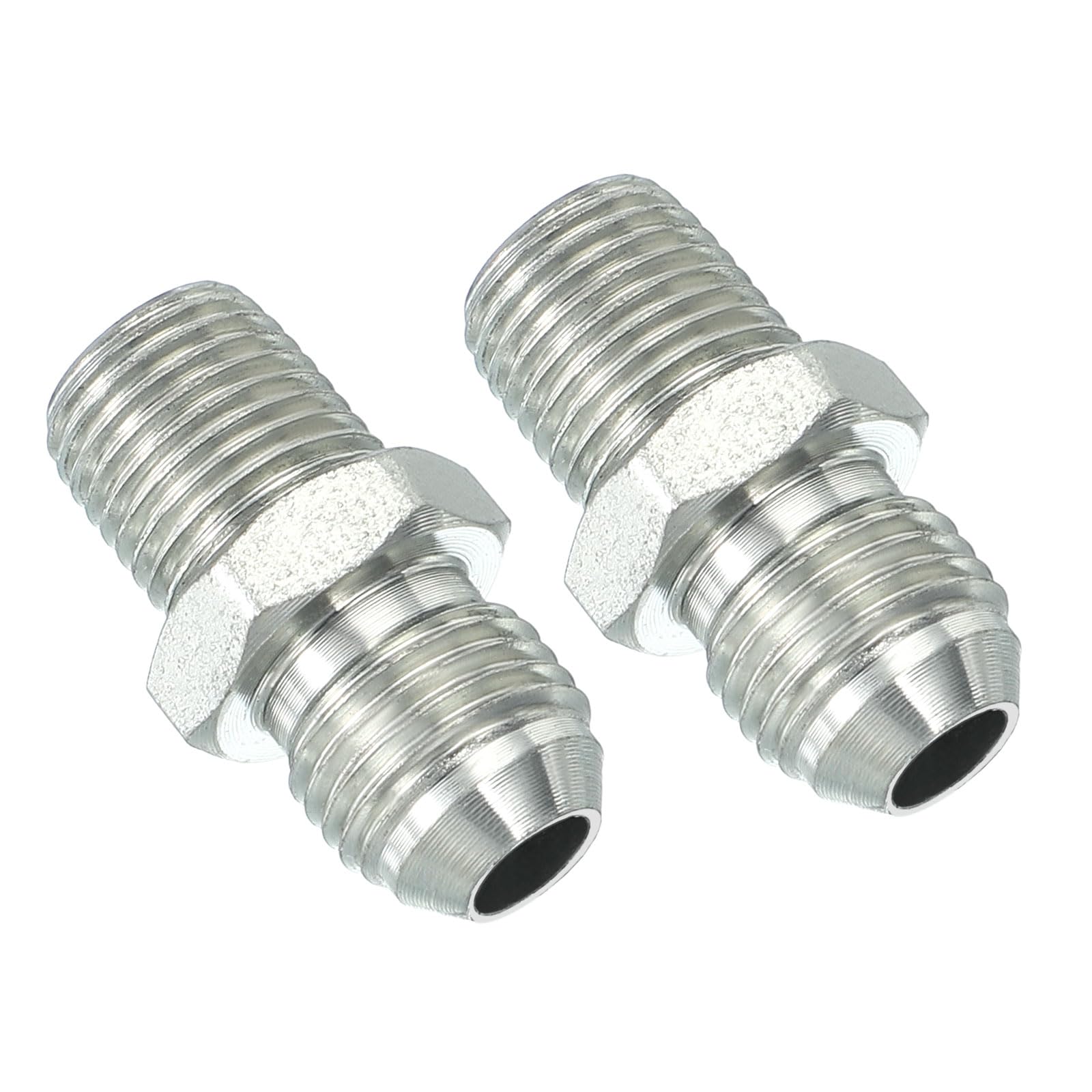 PATIKIL Pipe Adapter Connector 9/16" Male 74° Flare JIC x 1/4" Male 2pcs