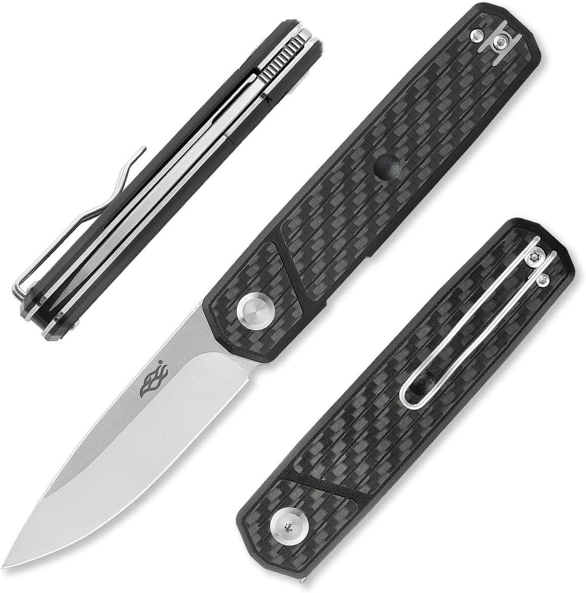 Firebird GANZO FH927 Sturdy Pocket Folding Knife D2 Steel Blade G10 Anti-Slip Handle with Clip Camping Hunting Fishing Outdoor EDC Utility Pocket Knife (Carbon Fiber)