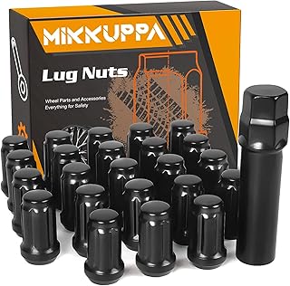 MIKKUPPA 23PCS 1/2-20 Spline Lug Nuts - 17mm Hex, 1.35" Tall, 0.8" Wide - Black Solid Lug Nuts Replacement for 1987-2018 Jeep Wrangler, 2002-2012 Jeep Liberty Aftermarket Wheel