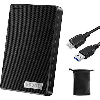 External Hard Drive, External Hard Drive, 500 GB, TV Recording, Ultra Fast Data Transfer, 2.5 Inch, USB 3.0 Compatible, Mac/PC/PS4/XBox, Storage Bag Included, Ultra Thin, Convenient to Carry