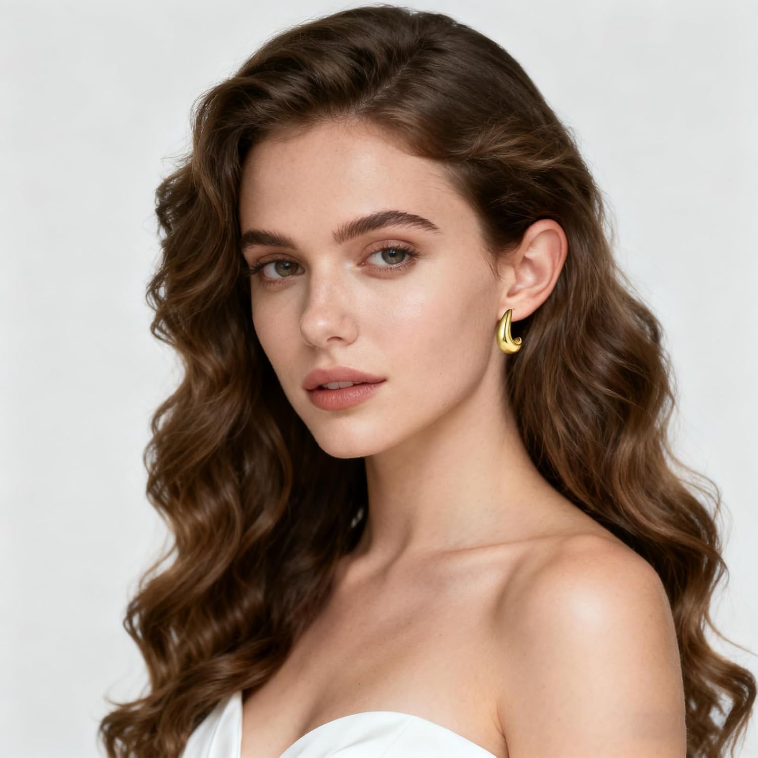 6 Pairs Gold Hoop Earrings Set with 14K Gold Plated Chunky Hoop Earrings for Women Gold Lightweight Earrings Gifts for Valentine's Day Mother's Day - Image 7